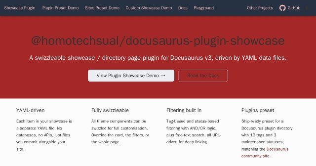 Showcase for Docusaurus